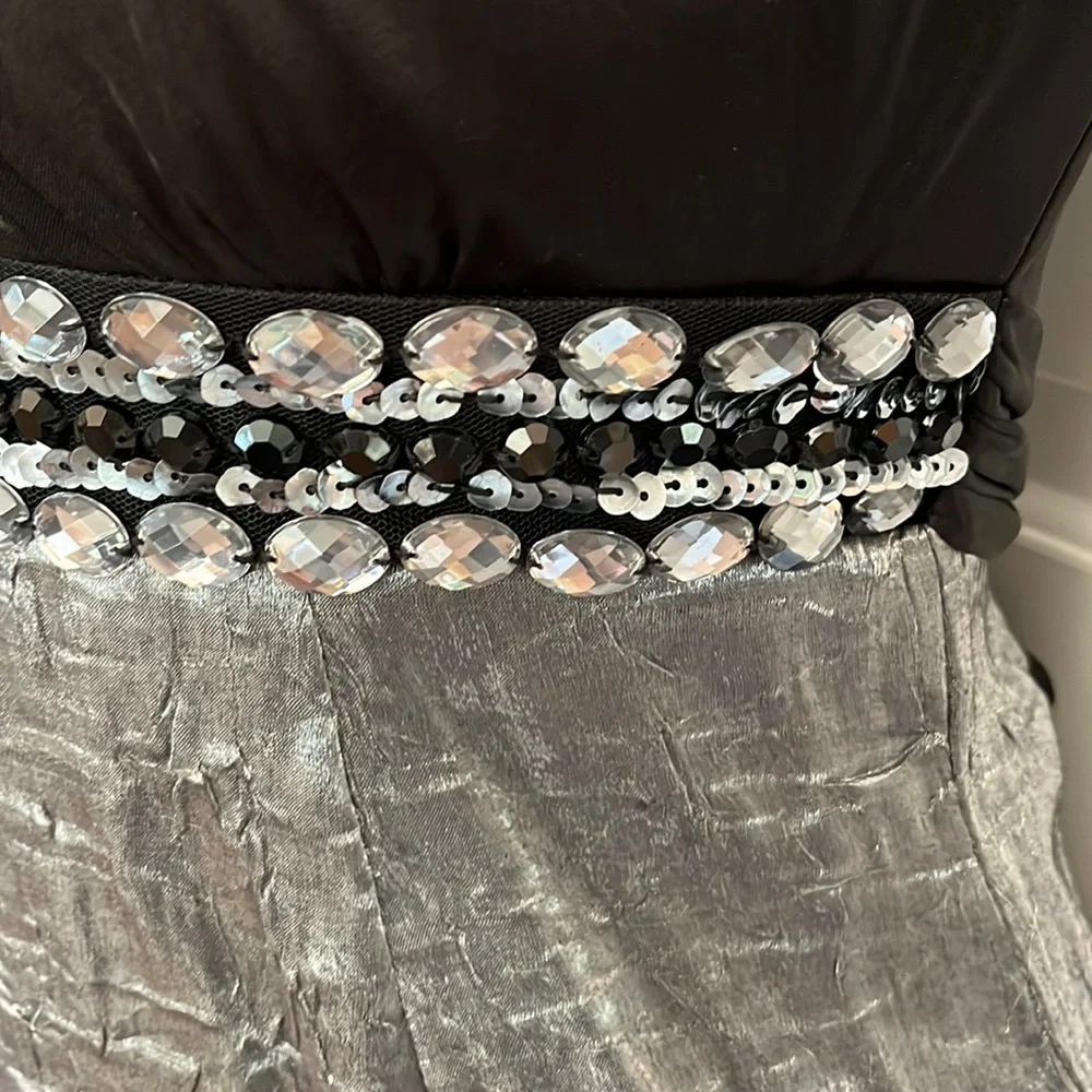 My Michelle black gray party dress strapless Sz 1 prom wedding sweet 16 mitzvah - Picture 5 of 13